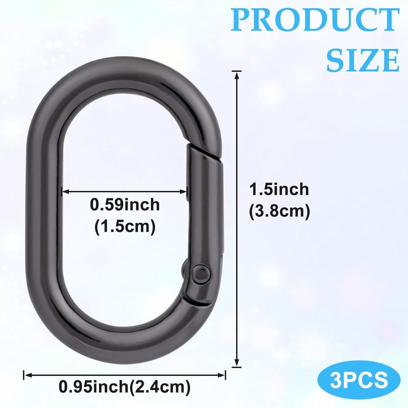 STSTR 3pcs Oval Spring Ring Clips, Metal Keyring Purse Clip, Heavy Duty Opening O Ring Carabiner for Keychains,Backpacks, Keys - Image 2